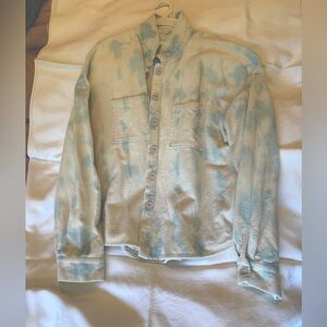 Corduroy tie dye off white / blue shirt jacket